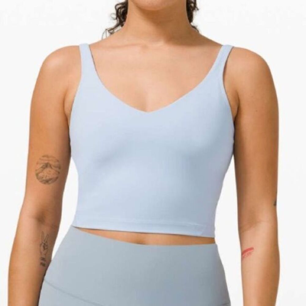 Lululemon Women's 6 Align Crop Tank Top‎ Light Blue Linen Pastel Built In Bra